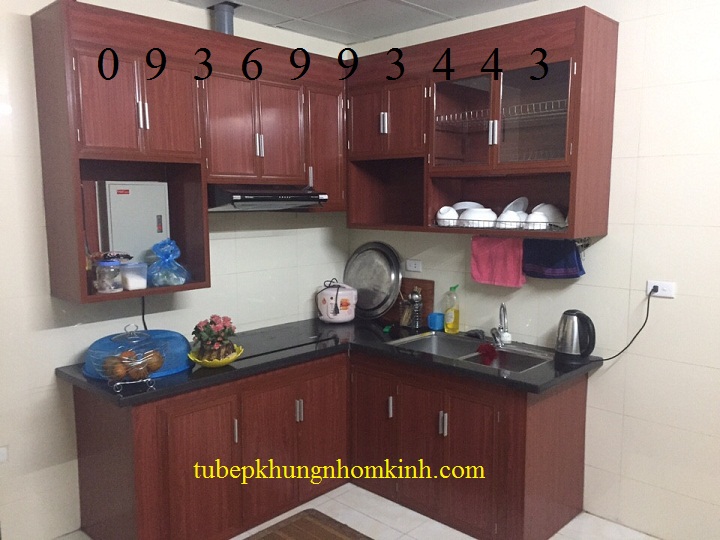 tủ bếp nhôm giả gỗ tủ bếp nhôm giả gỗ