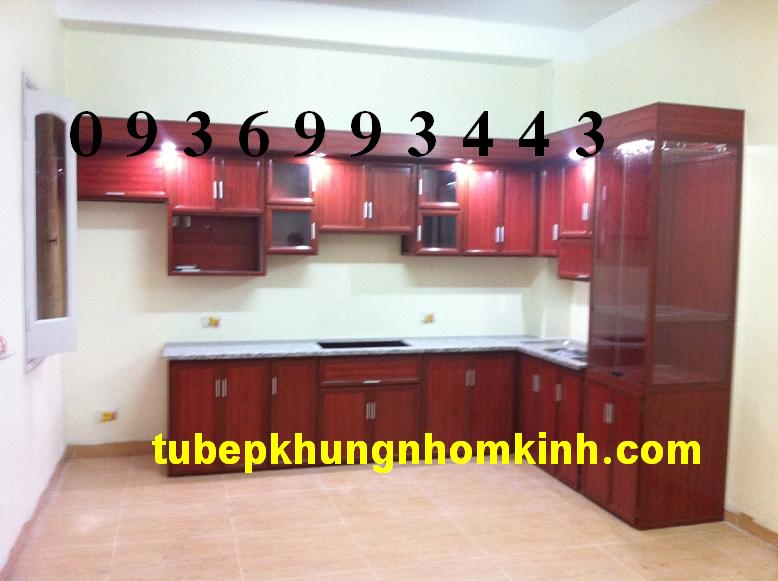 tủ bếp nhôm vân gỗ tủ bếp nhôm vân gỗ