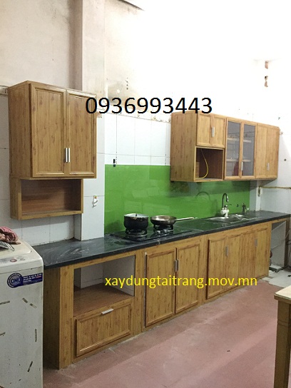thiết kế tủ bếp nhôm vân gỗ màu nhạt thiết kế tủ bếp nhôm vân gỗ màu nhạt