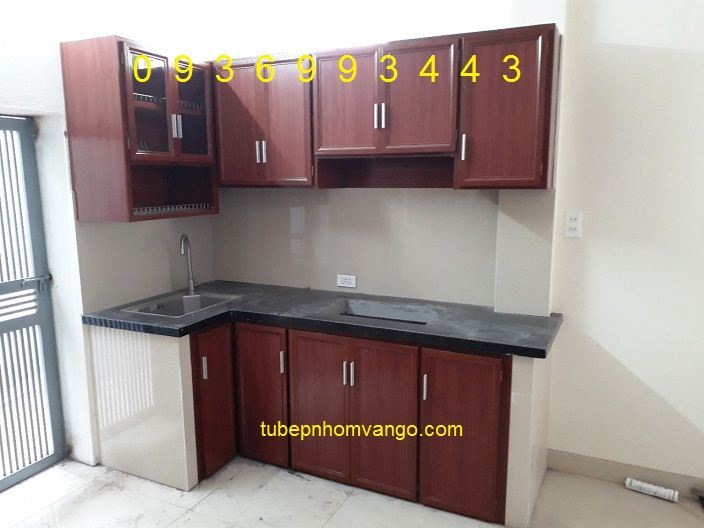 tủ bếp nhôm vân gỗ xây bệ bếp tủ bếp nhôm vân gỗ xây bệ bếp