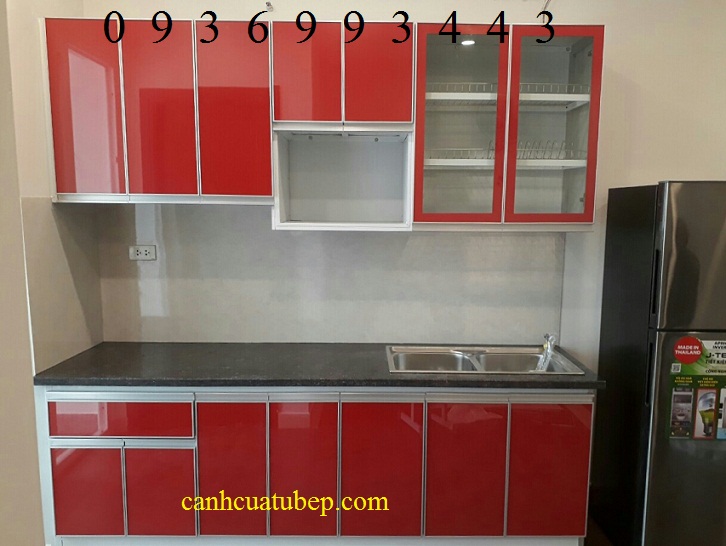 tủ bếp nhôm cánh hệ XingFa VN trắng cánh kính tủ bếp nhôm cánh hệ XingFa VN trắng cánh kính