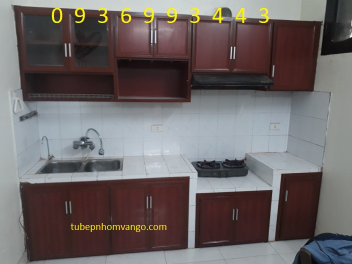 tủ bếp nhôm vân gỗ xây bệ bếp tủ bếp nhôm vân gỗ xây bệ bếp