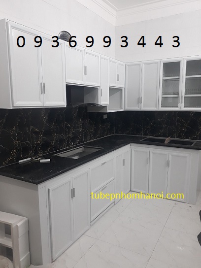 mẫu tủ bếp nhôm kính chữ L mẫu tủ bếp nhôm kính chữ L