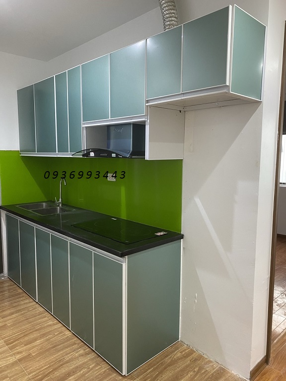 Tủ bếp nhôm Zanglee mặt alu mầu ghi Tủ bếp nhôm Zanglee mặt alu mầu ghi
