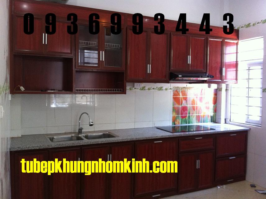 tủ bếp nhôm vân gỗ tủ bếp nhôm vân gỗ