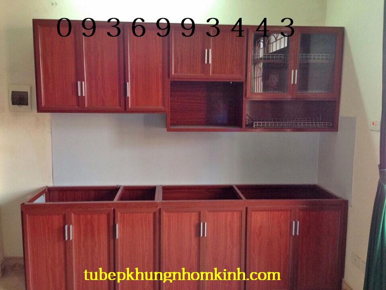 tủ bếp nhôm vân gỗ tủ bếp nhôm vân gỗ