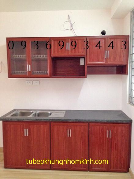 mẫu tủ bếp nhôm vân gỗ mẫu tủ bếp nhôm vân gỗ
