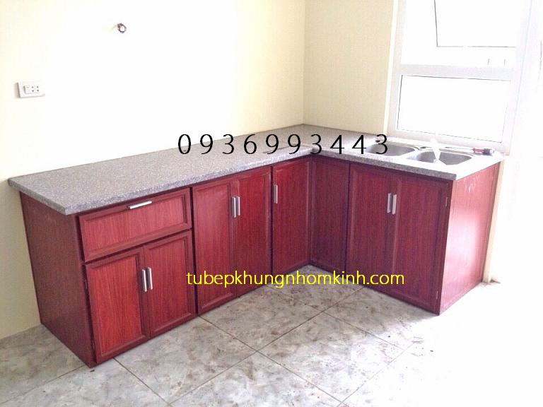 tủ bếp nhôm vân gỗ tủ bếp nhôm vân gỗ