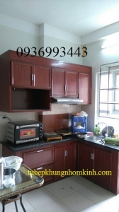 thi công tủ bếp nhôm vân gỗ