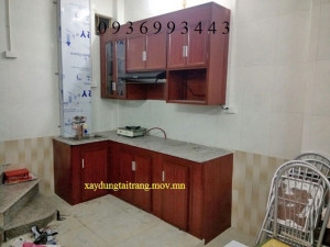 thi công tủ bếp nhôm kính