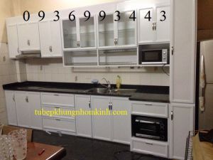 Tủ bếp nhôm sơn tĩnh điện đẹp