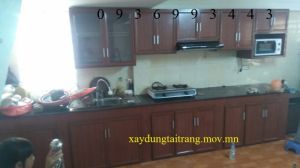 tủ bếp nhôm vân gỗ