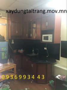 tủ bếp nhôm vân gỗ