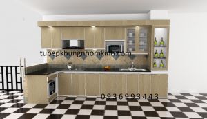 tủ bếp nhôm cánh laminate