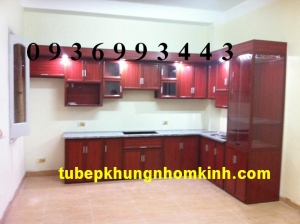 tủ bếp nhôm vân gỗ