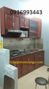 mẫu tủ bếp nhôm vân gỗ