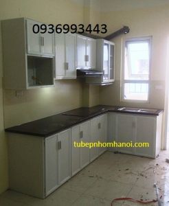 tủ bếp nhôm kính