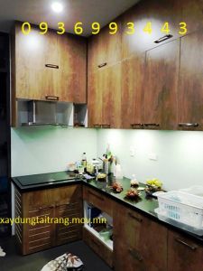mẫu thi công tủ bếp Laminate chữ L