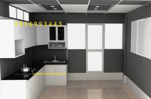 thiết kế tủ bếp nhôm sơn tĩnh điện