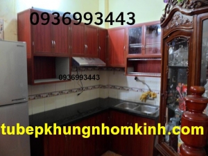 tủ bếp nhôm kính nhôm vân gỗ