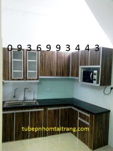 thiết kế tủ bếp nhôm cánh Laminate