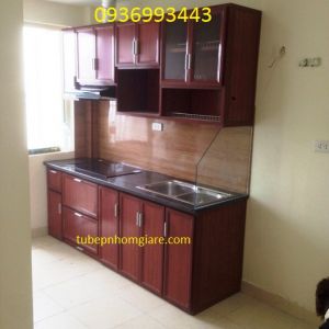 Tủ bếp nhôm vân gỗ chữ I