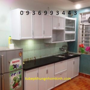 tủ bếp nhôm sơn tĩnh điện
