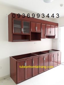 tủ bếp nhôm vân gỗ chữ I