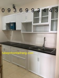 thiết kế tủ bếp nhôm sơn tĩnh điện