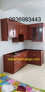 tủ bếp nhôm vân gỗ