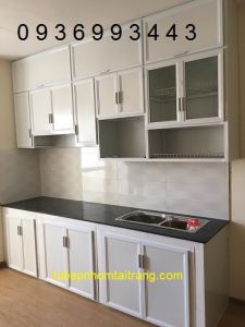 tủ bếp nhôm sơn tĩnh điện