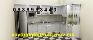 Tủ bếp nhôm kính đẹp - thiết kế tủ bếp nhôm kính