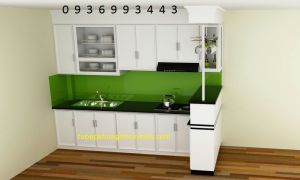 thiết kế tủ bếp nhôm sơn tĩnh điện