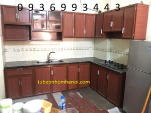 tủ bếp nhôm vân gỗ