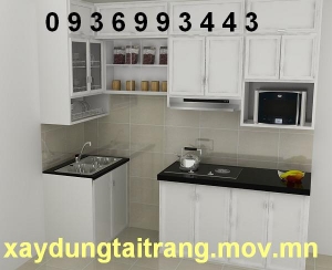 Thi công - thiết kế tủ bếp nhôm kính