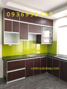 thiết kế tủ bếp nhôm cánh Laminate đẹp