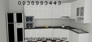 thi công tủ bếp nhôm kính đẹp