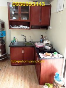 thi công tủ bếp nhôm kính