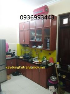 mẫu tủ bếp nhôm vân gỗ