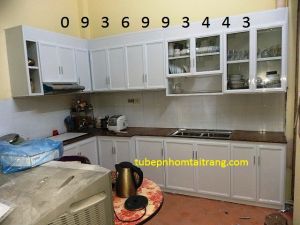 tủ bếp nhôm trắng sứ