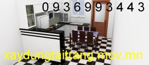 thiết kế tủ bếp nhôm sơn tĩnh điện