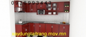thiết kế thi công tủ bếp nhôm vân gỗ