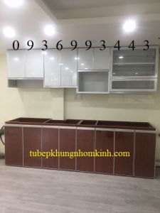 thi công tủ bếp nhôm cánh hệ Zanglee chữ I