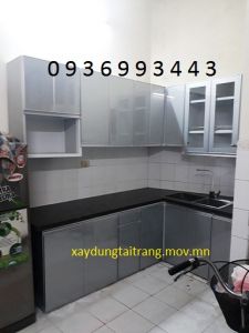 thi công tủ bếp nhôm cánh hệ Zang Lee