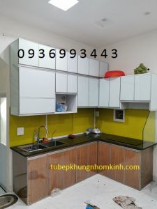 thiết kế tủ bếp nhôm cánh hệ Zang Lee đẹp