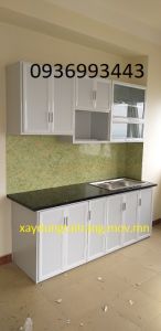mẫu tủ bếp nhôm kính