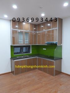 Tủ bếp nhôm hệ cánh kính zanglee