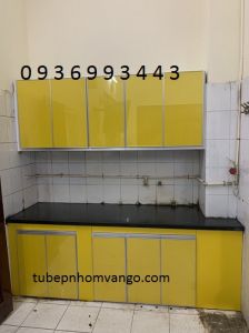 mẫu thi công tủ bếp nhôm sơn tĩnh điện chữ I