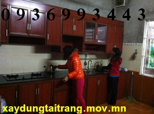 tủ bếp nhôm vân gỗ