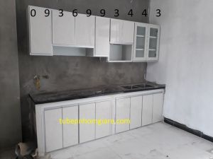 mẫu thi công tủ bếp nhôm cánh hệ Zang Lee